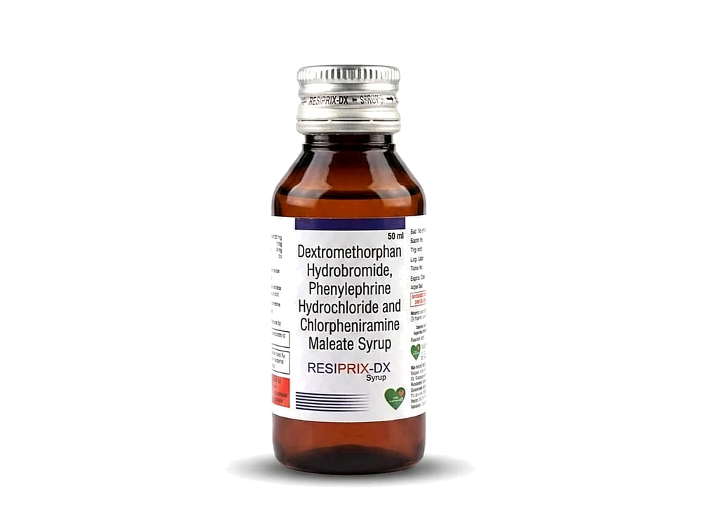 Resiprix-DX Syrup - Dextromethorphan, Phenylephrine and Chlorpheniramine Maleate Syrup bottle