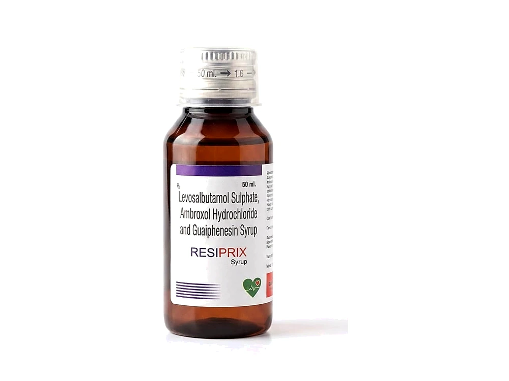 Resiprix Syrup - Levosalbutamol Sulphate, Ambroxol Hydrochloride and Guaiphenesin Syrup bottle